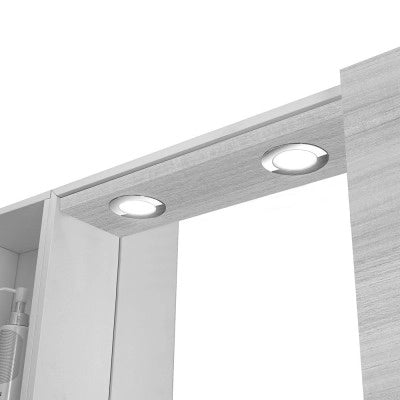 Specchio contenitore 91x61 cm grigio con pensili laterali e LED Desya