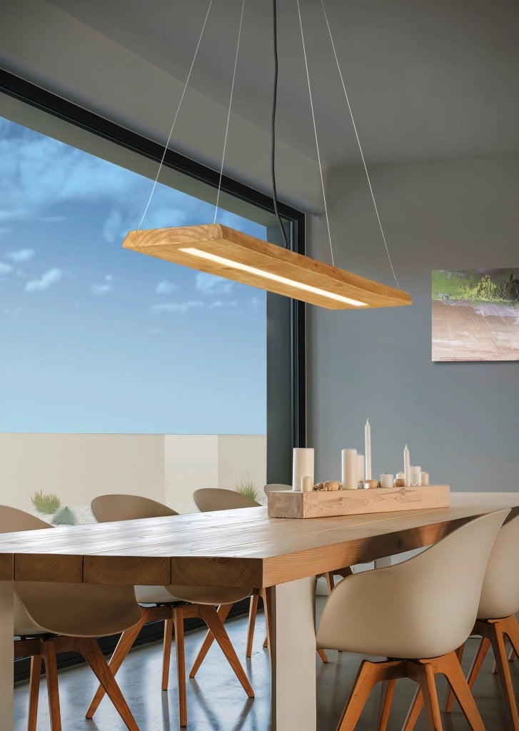 Lampada a Sospensione da Interno a LED in Legno naturale Colore di Legno