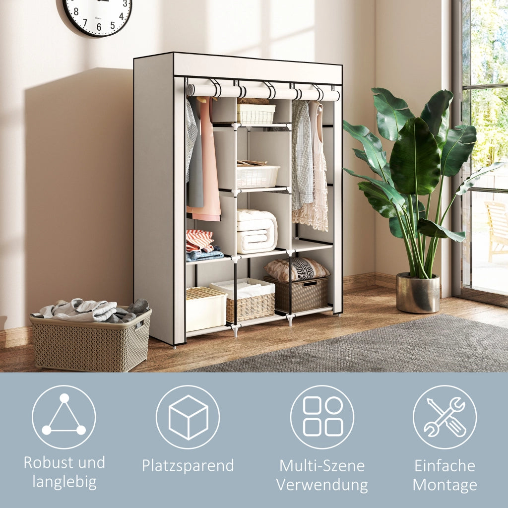 Armadio in Stoffa con Ripiani e Appendiabiti ¨C zephmum ¨C Cremewei? 90x51x200