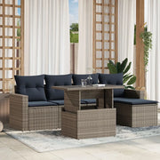 Set Divani da Giardino 6 pz con Cuscini Grigio in Polyrattan 3267241