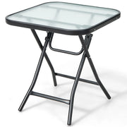 Tavolo da giardino pieghevole 46,5 x 46,5 x 42 cm per uso interno ed esterno stabile e pratico stile elegante vetro nero 20_0019301