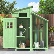 Capanno da giardino Armadio da giardino Armadio da giardino; Altezza x Larga: 124x46 cm; Altezza 124x46x174cm; adatto anche per piccoli giardini; Verde (Capanna di legno; 1 pezzo; Casa da giardino)