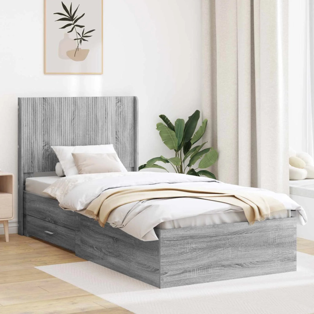 Struttura del letto con stoccaggio e testata Sonoma grigio 3414146