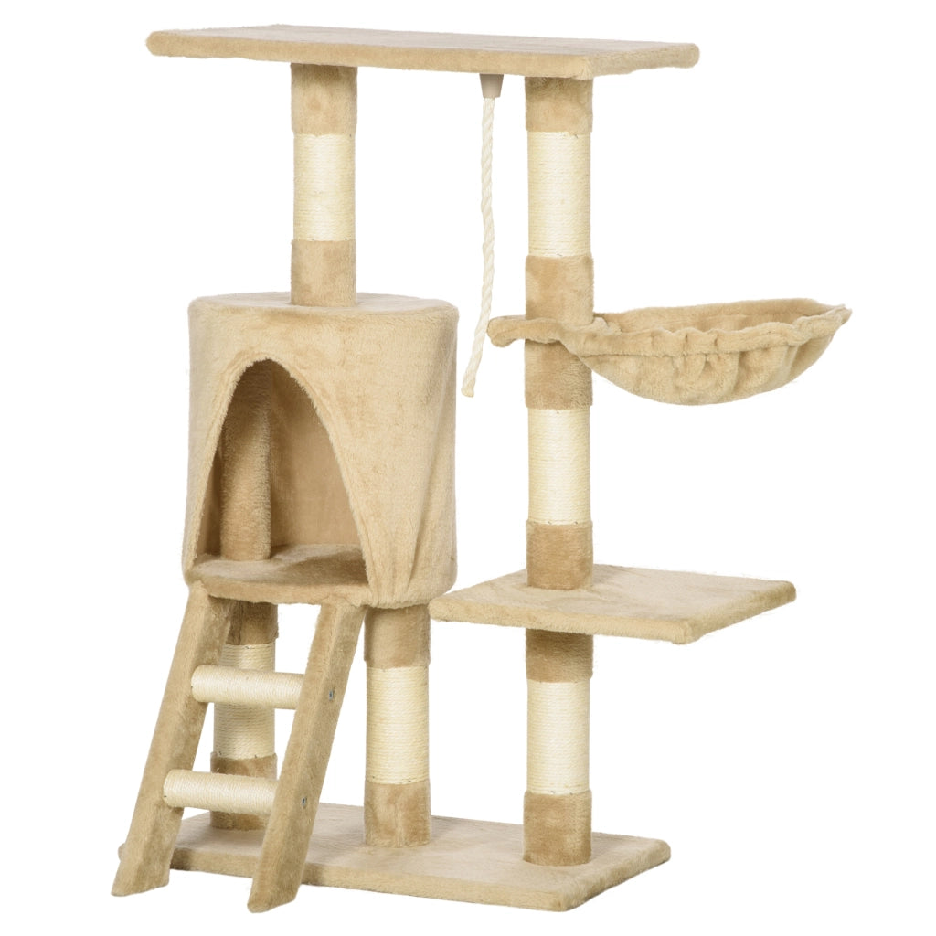 Albero tiragraffi per gatti con piattaforma e casetta ¨C zephmum ¨C Marrone 55x30x95 cm