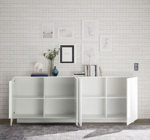 Madia Design Moderno 4 Ante Jupiter 241x44x90 cm Bianco laccato lucido