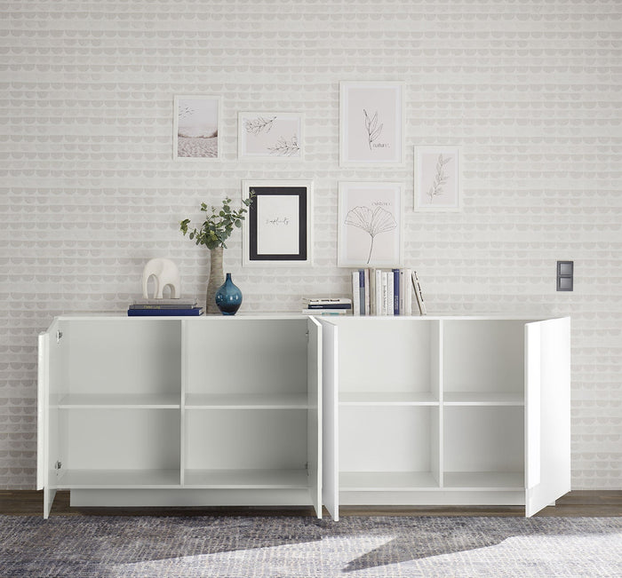 Madia Design Moderno 4 Ante Jupiter 241x44x90 cm Bianco laccato lucido