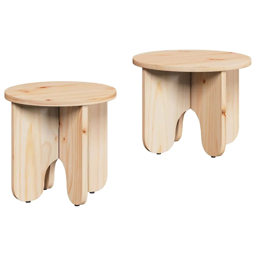 Tavolino da salotto 2 pcs Naturale Legno massello di pino 873553
