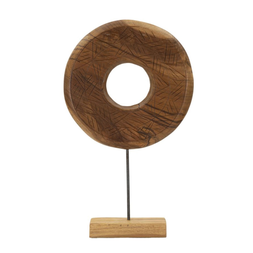 Scultura Cerchi 36, Marrone, Legno, 35x10x58 cm