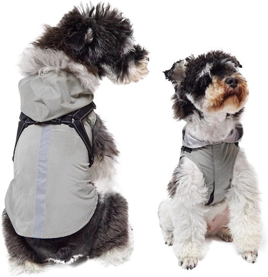 Impermeabile Leggero Respirante per Cani con Alzacollo, Cinturino e Striscia Riflettente per Cani Piccoli Medi Grandi