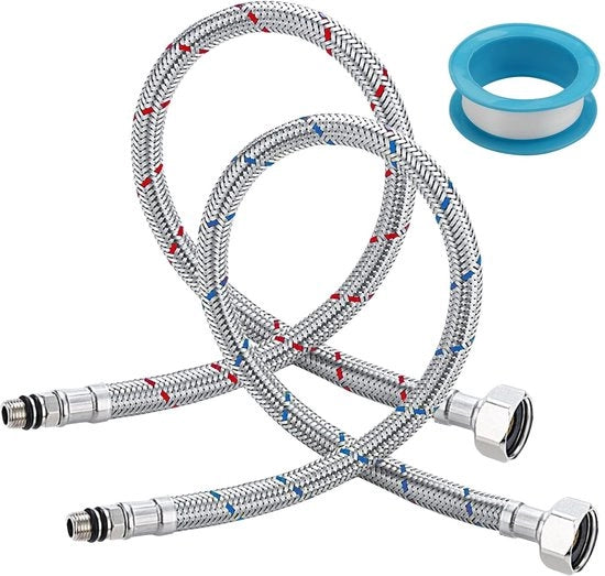 Sostegno per attacco 80 cm - Connettore in acciaio inossidabile - Sostegno flessibile - Estensione del cavo del cavo - 2 pezzi - G3/8 x M10