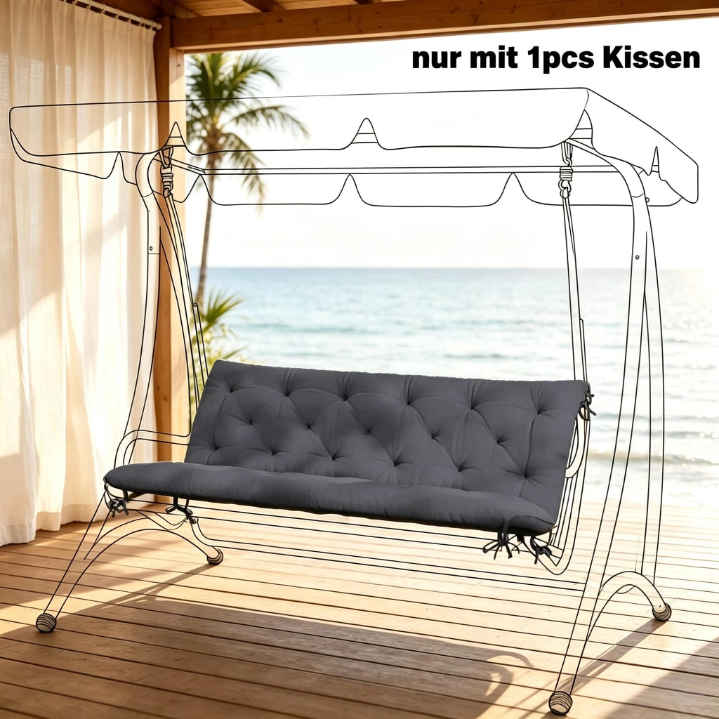 Cuscino per dondolo e panca con schienale alto e imbottitura spessa in cotone poliestere grigio 150 × 98 × 8 cm