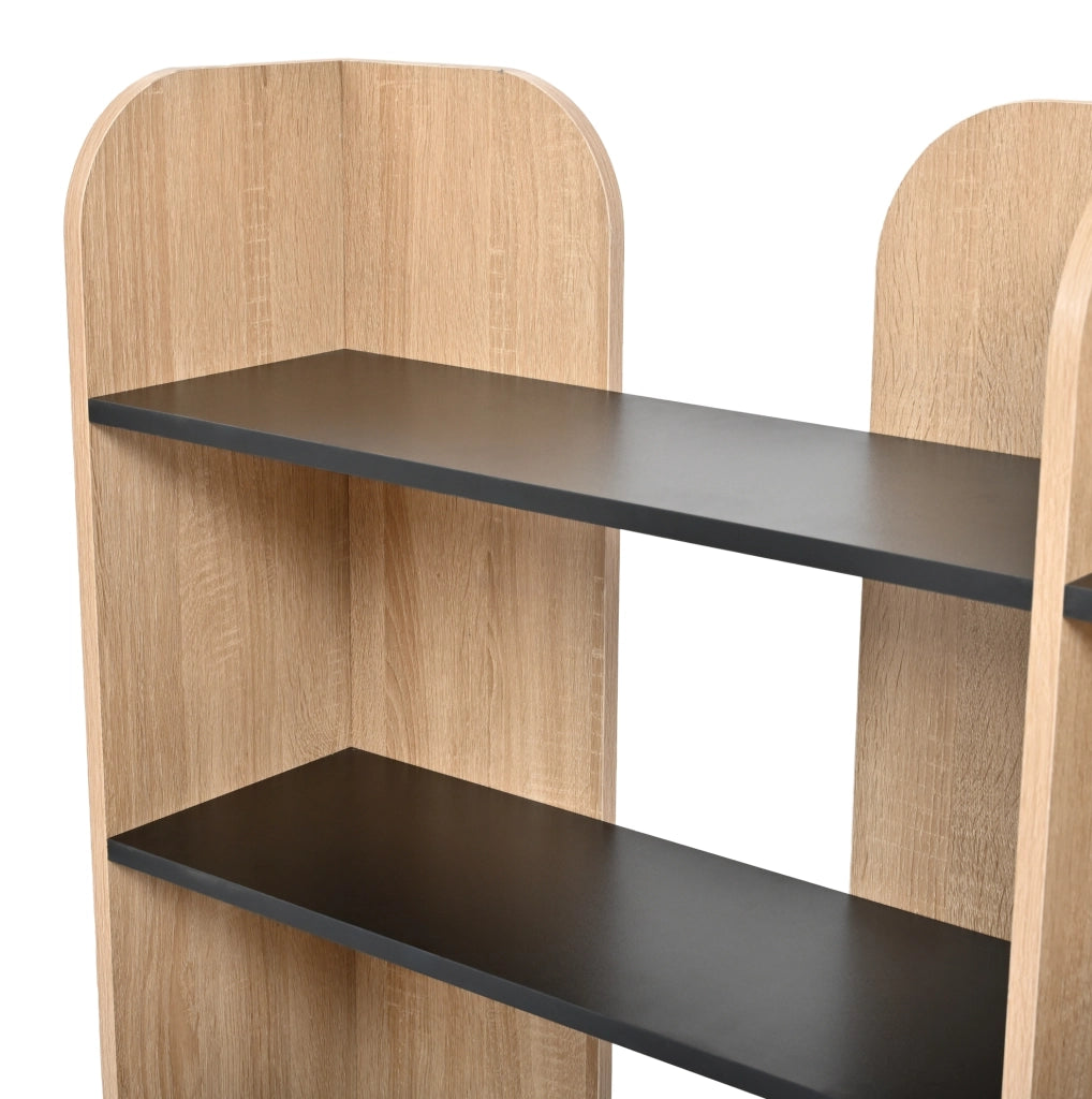 Libreria aperta a 5 ripiani 160x135x25 cm in pannello truciolare naturale e nero