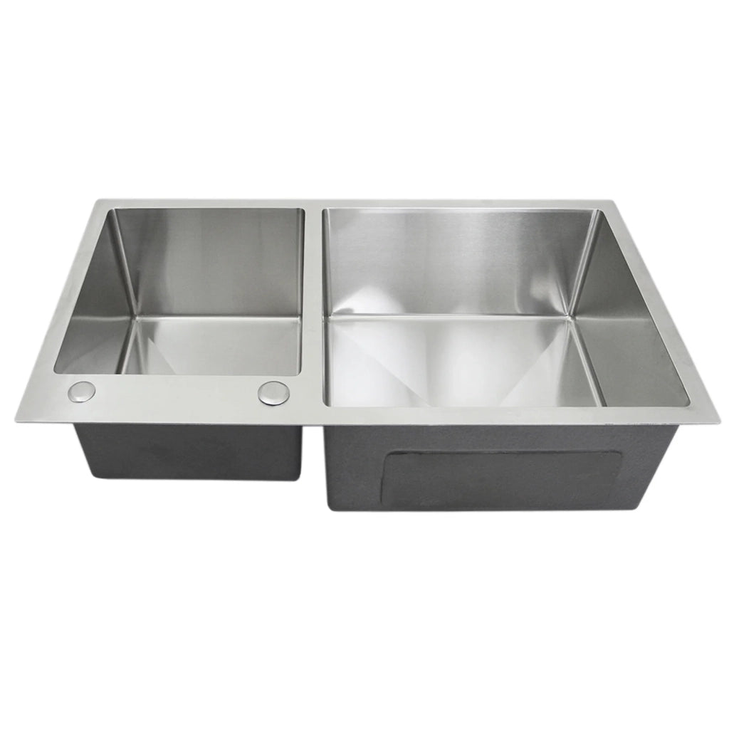 Lavello Doppio Acciaio Inox Sottotop Sottopiano Integrato Satinato Vasca 60x45cm