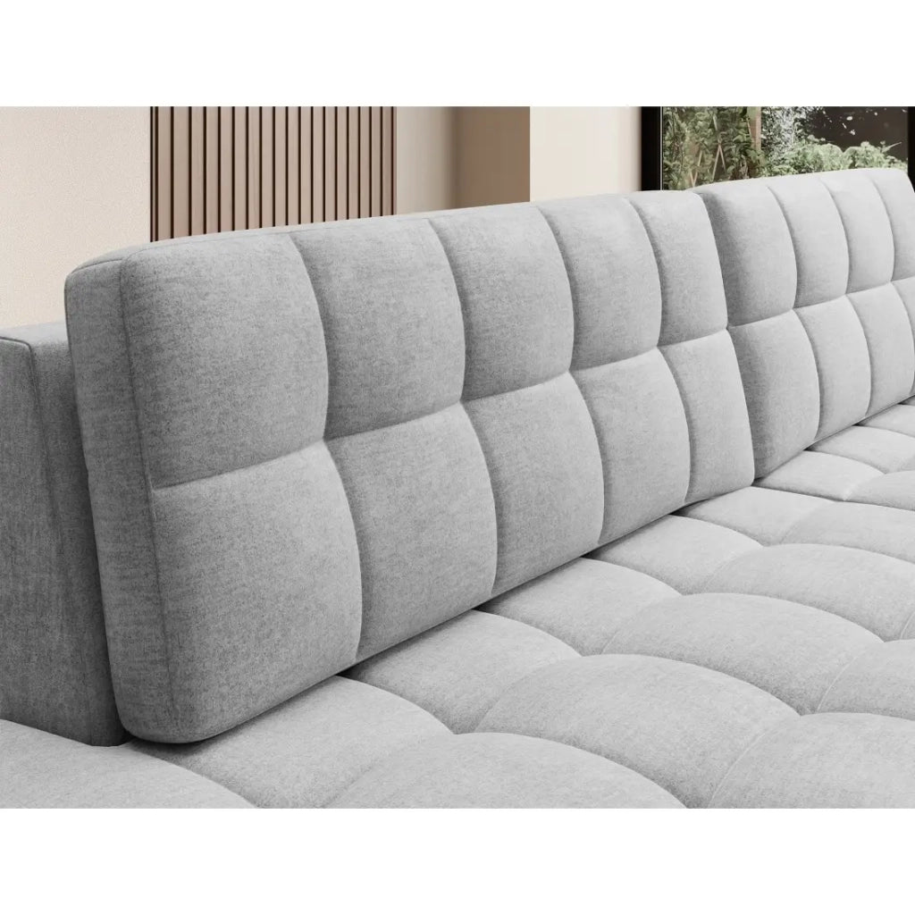 Divano angolare trasformabile CUBITO grigio 240 cm con contenitore e letto