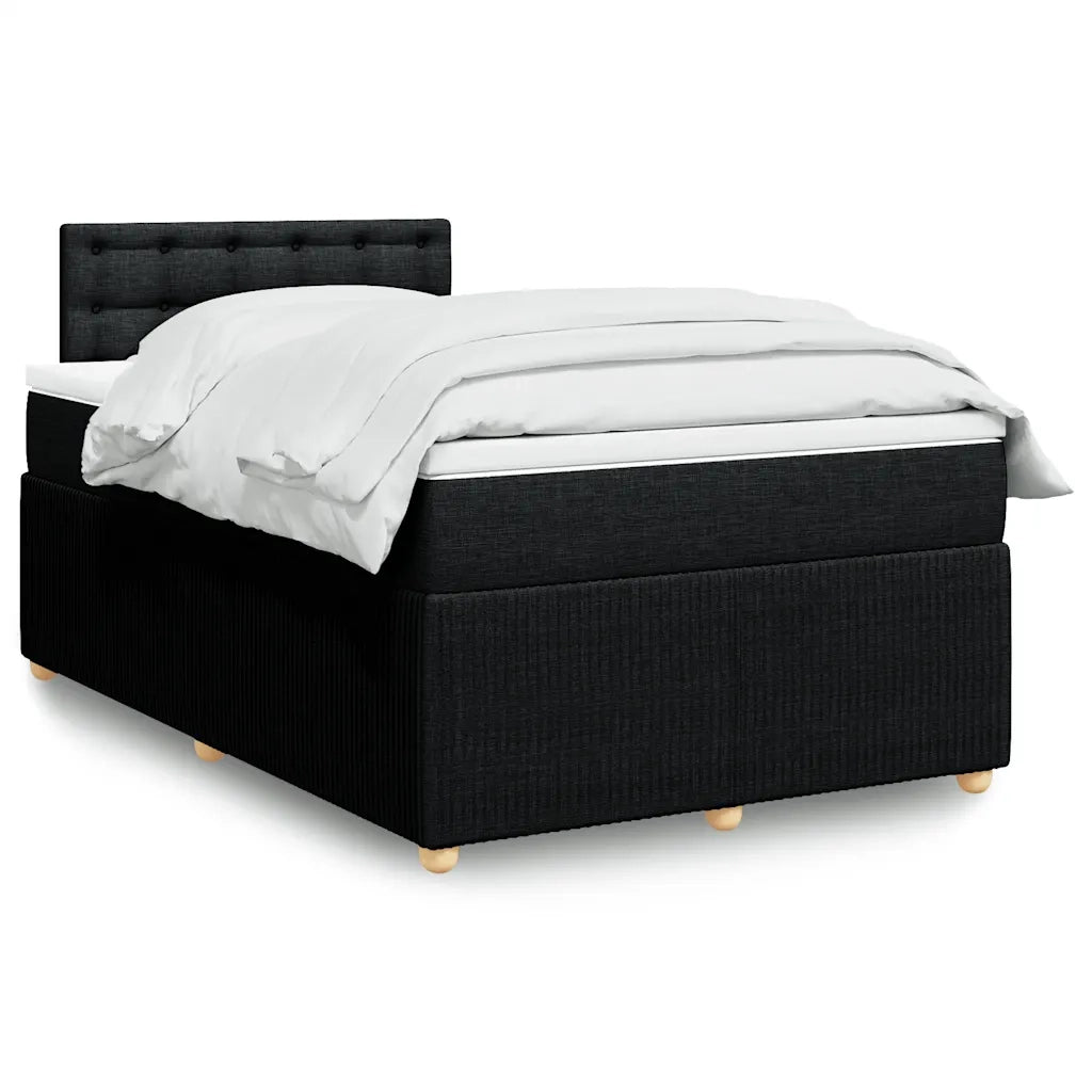 Giroletto a Molle con Materasso Nero 120x190 cm in Tessuto