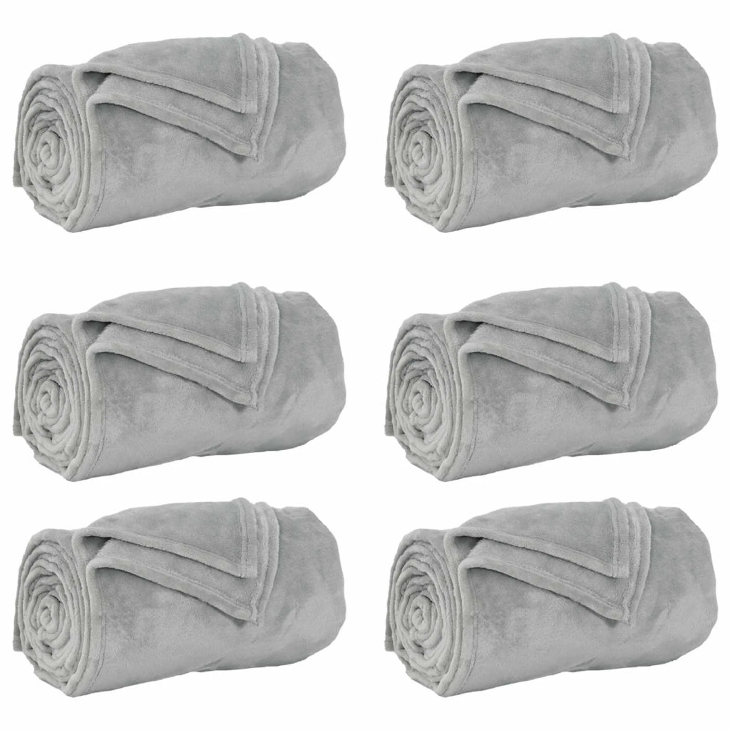 Coperte da Pile 6 pcs Grigio 220 x 240 cm Panno