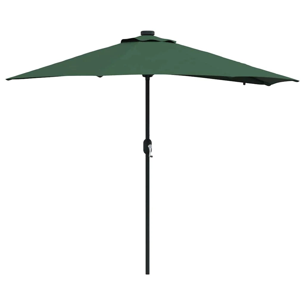 Ombrellone da giardino pieghevole moderno con LED solari 294 x 150 x 223 cm poliestere verde 02_0058659
