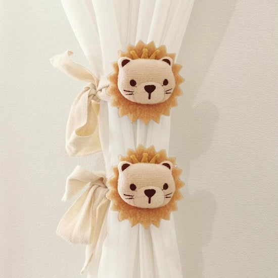 Ganci per tende - 2 pezzi - Con peluche e tessuto - Adatti per tende - Decorazione divertente - Sostegni per tende