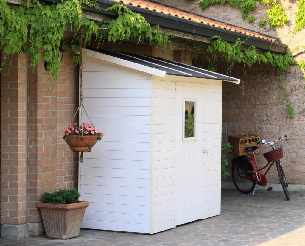 Casette Box da Giardino in Legno Porta Utensili 207x102x224 cm con Porta e Finestra Ecla Salmone