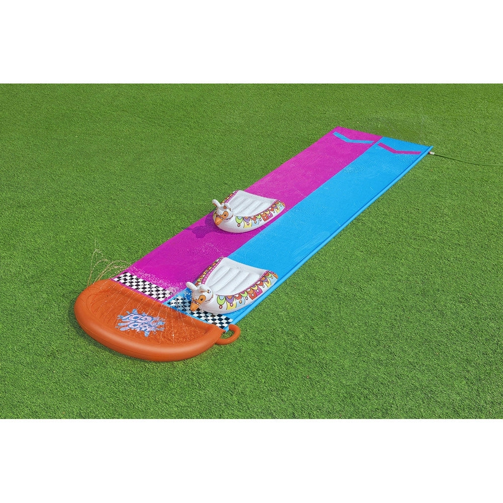 Trade Shop - Scivolo Acquatico Per 2 Persone Con Tavole Surf Lama Gonfiabili 488cm Bambini Giardino 52320 -
