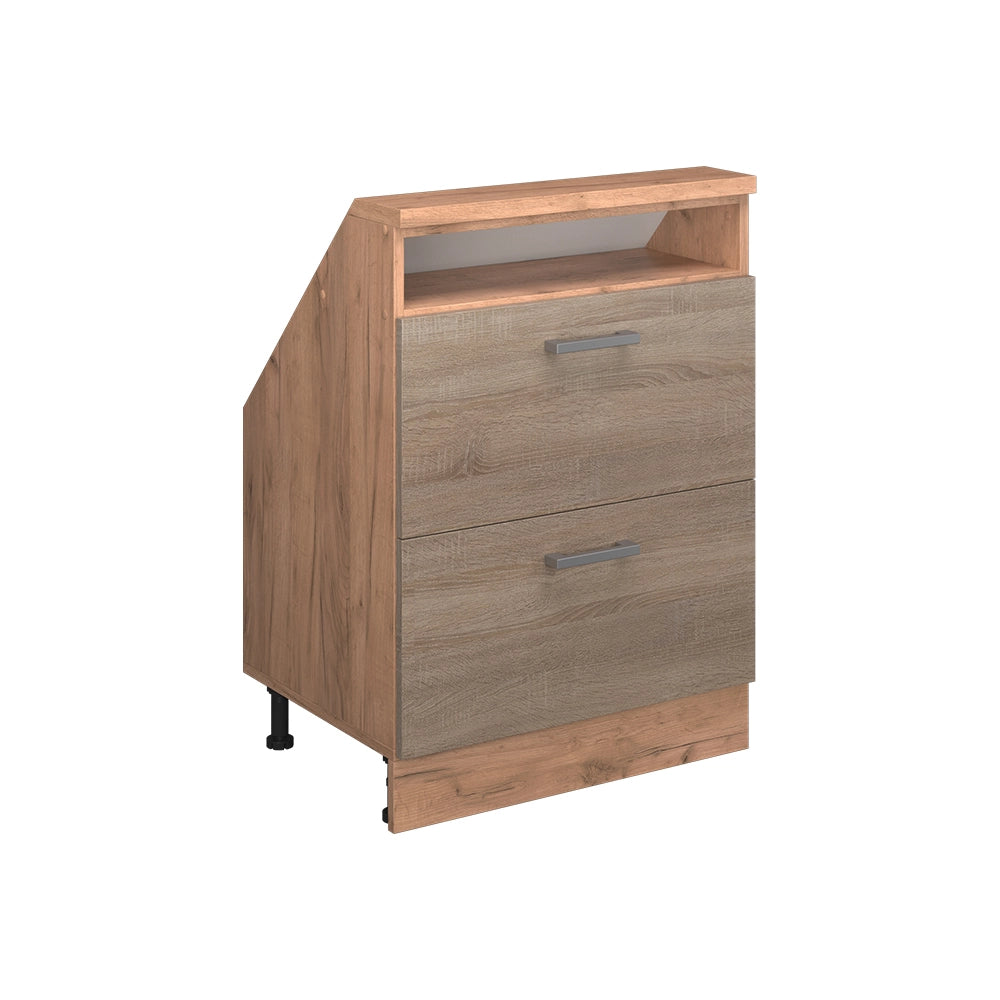 Mobile sottotetto Rion Sonoma/Rovere dorato con 2 cassetti Vicco