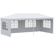 GAZEBO DA GIARDINO PER EVENTI CON 4 PARETI RIMOVIBILI CON FINESTRE 5.8X2.9X2.5M BIANCO