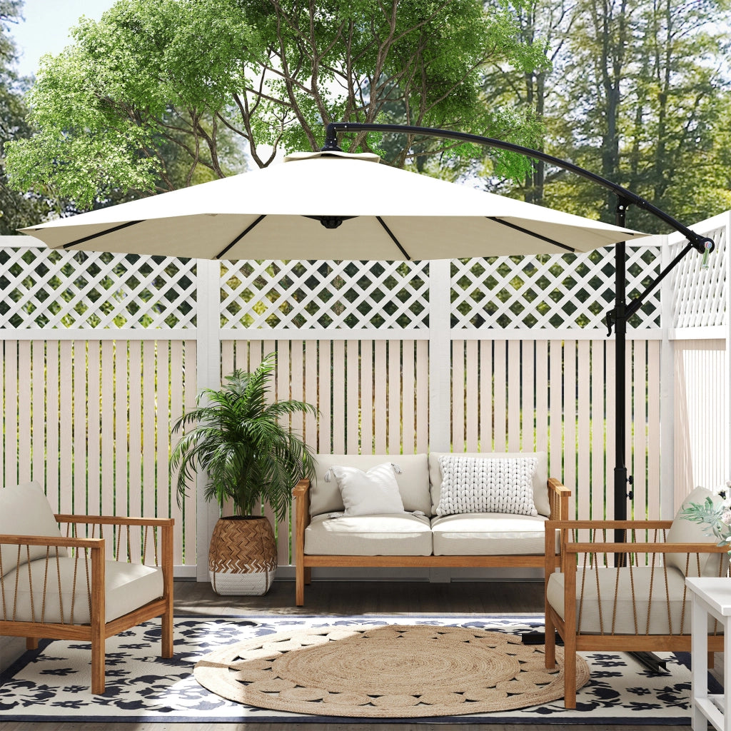 Ombrellone da Giardino ¨C zephmum ¨C Beige, Metallo, Poliestere, 3x2.5 m
