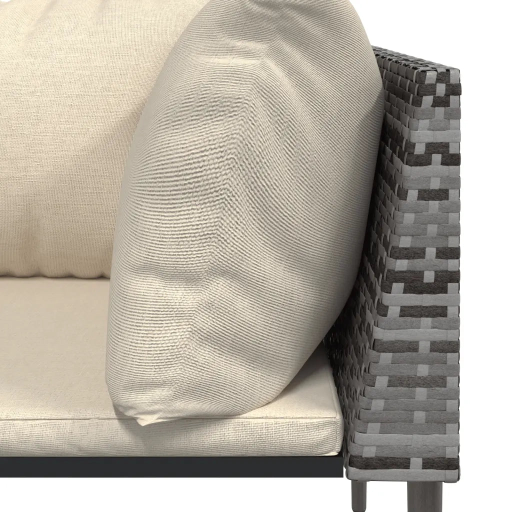 Set Divani da Giardino 3 pz | Set Salotto da Giardino con Cuscini in Polyrattan Grigio