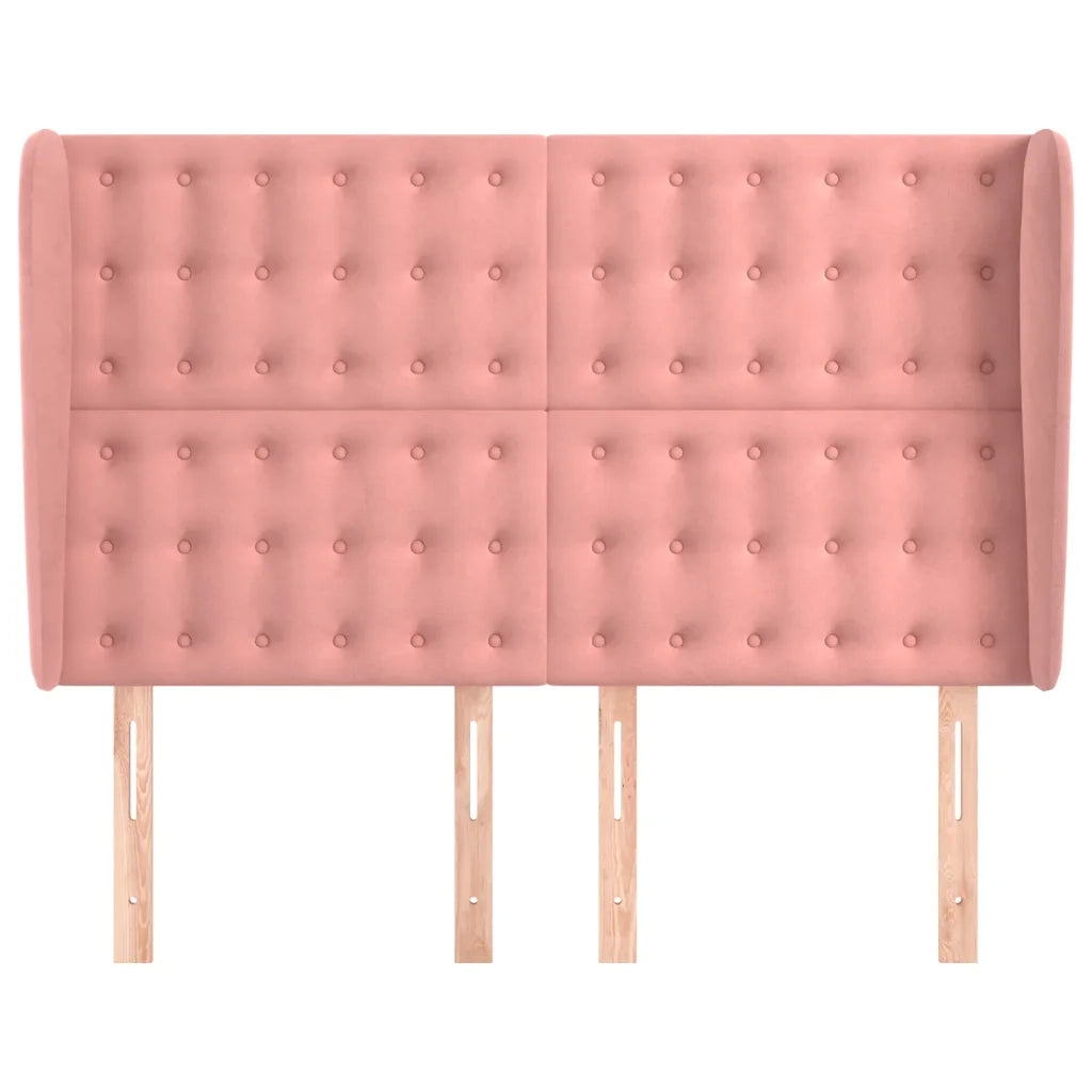 Testiera ad Orecchio-Testata con Orecchie Rosa 147x23x118/128 cm in Velluto 482166