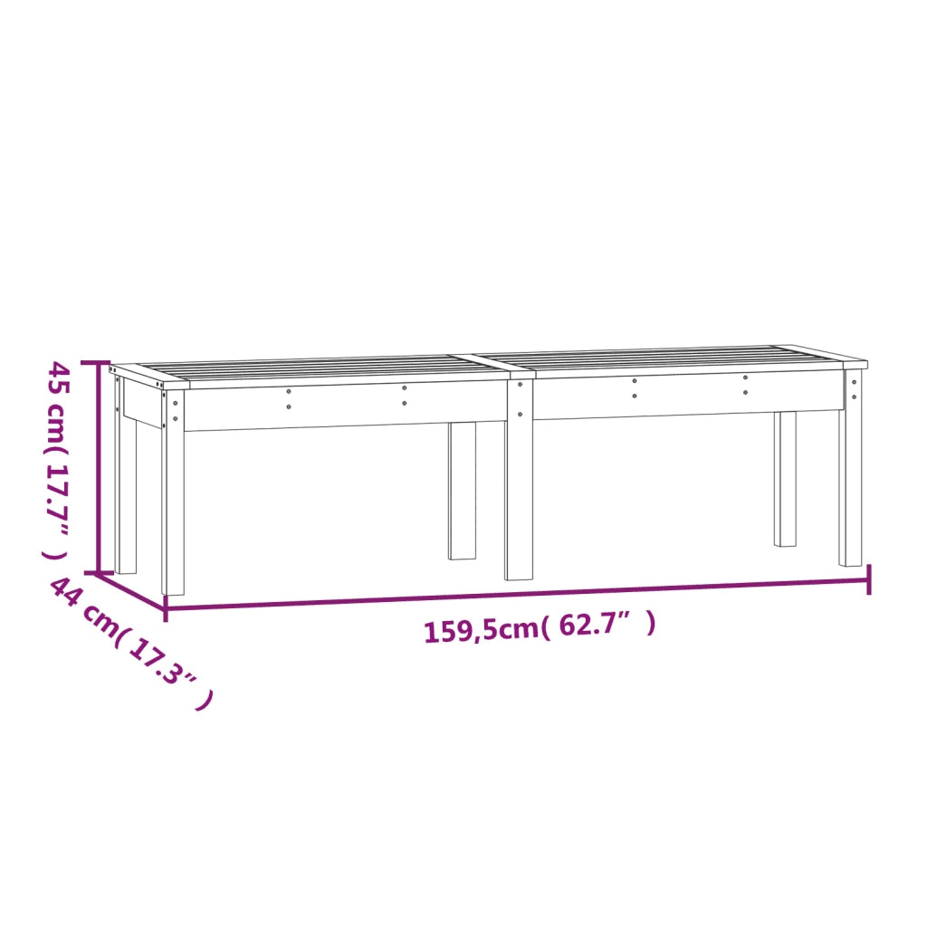 Panchina Giardino | Panca da Giardino 2 Posti Grigia 159,5x44x45cm Legno Massello Pino