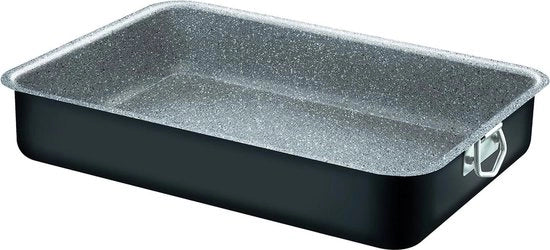Grande teglia in alluminio argentato 40x28cm - Petravera - Formato grande - Rivestimento resistente alle abrasioni