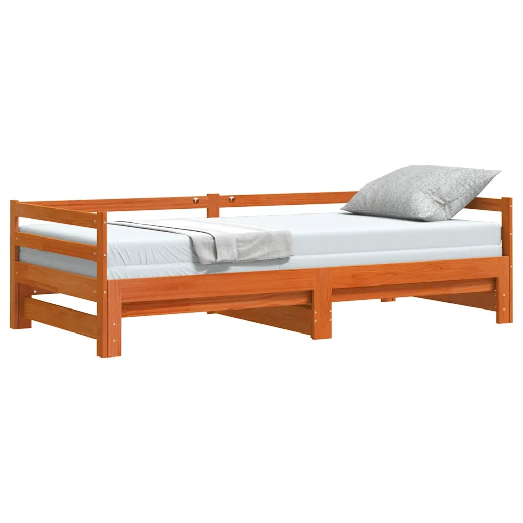 Divano Letto con Rotelle senza Materasso Marrone Cera 90x190 cm