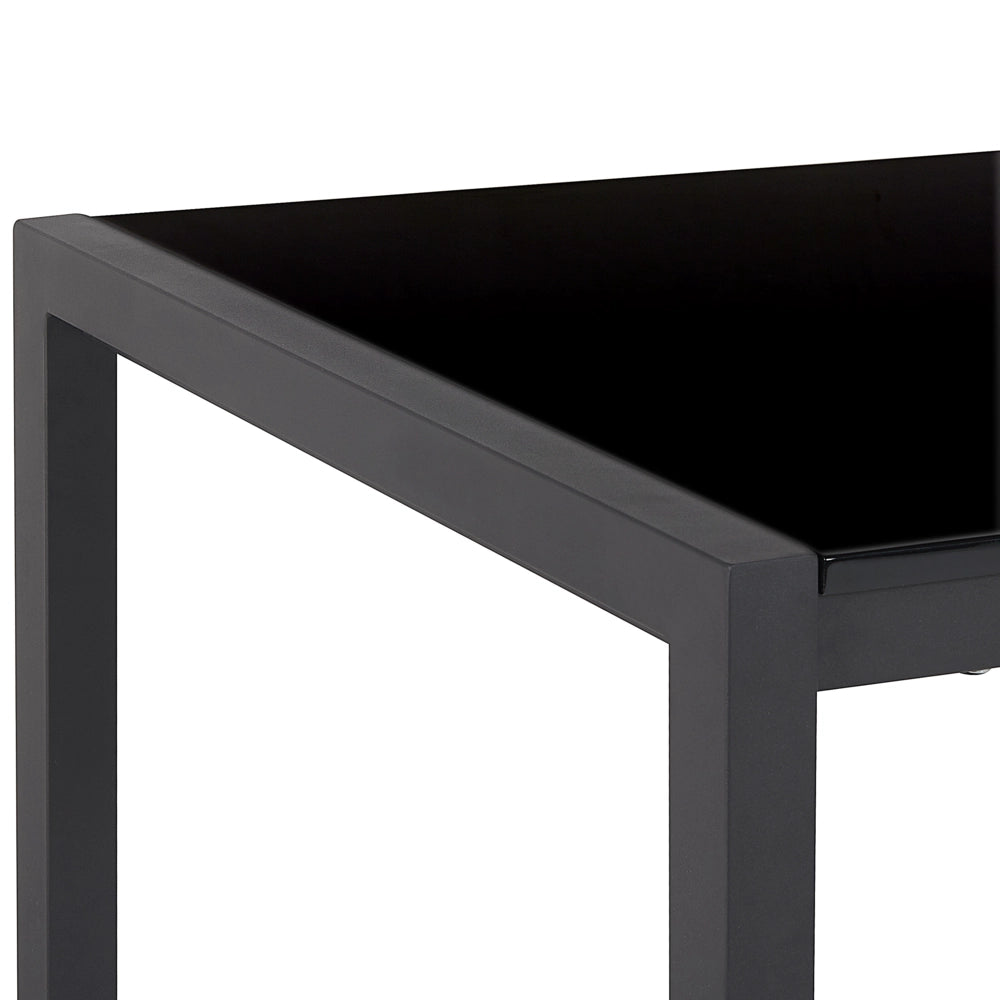 Tavolo da Pranzo Allungabile Gambe in Metallo Nero 120/160 x 80 cm Meccanismo Tradizionale Finitura Laccata Lucida