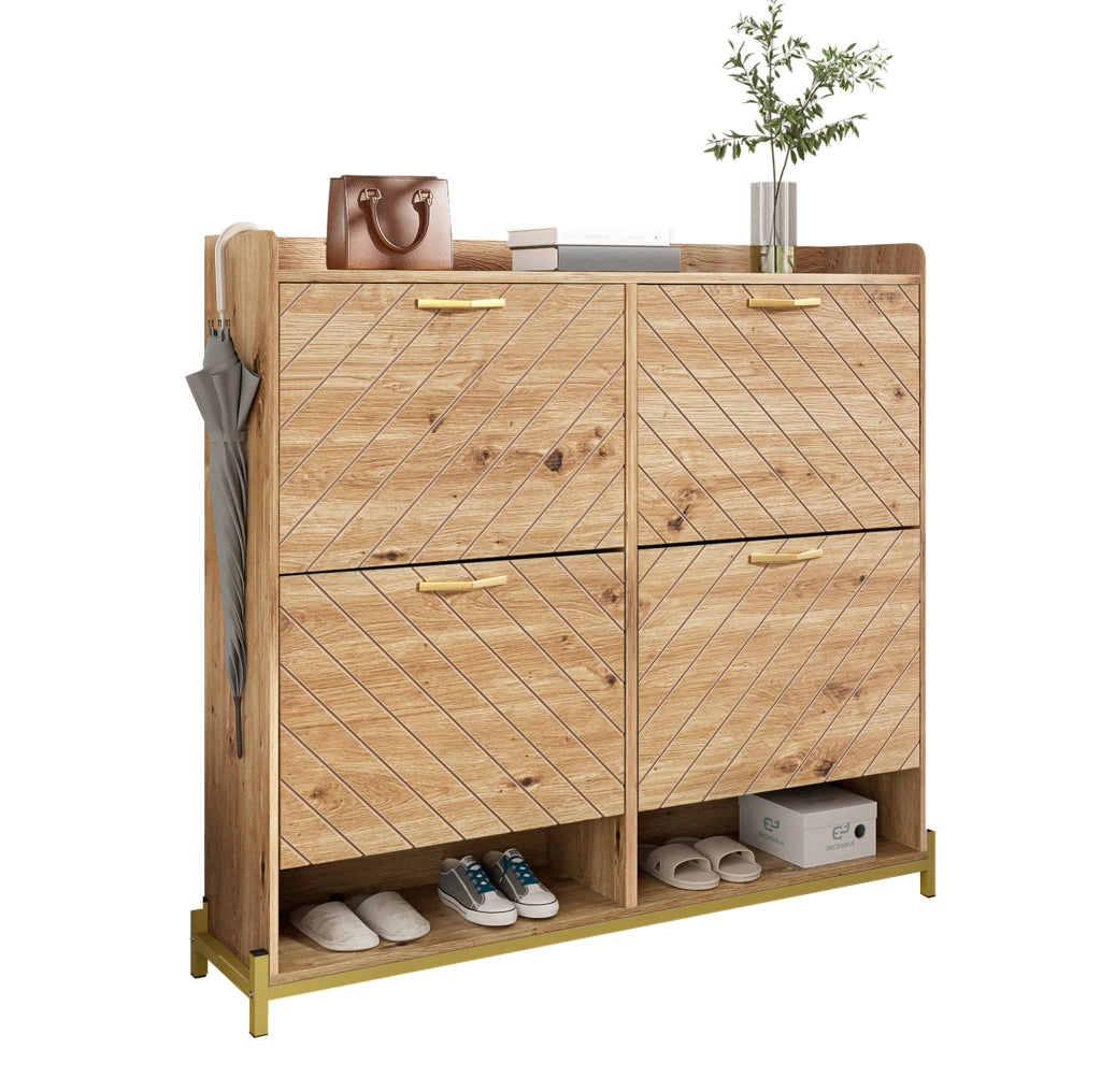 Scarpiera a ribalta salvaspazio in MDF effetto legno 108;5 x 24 x 100 cm