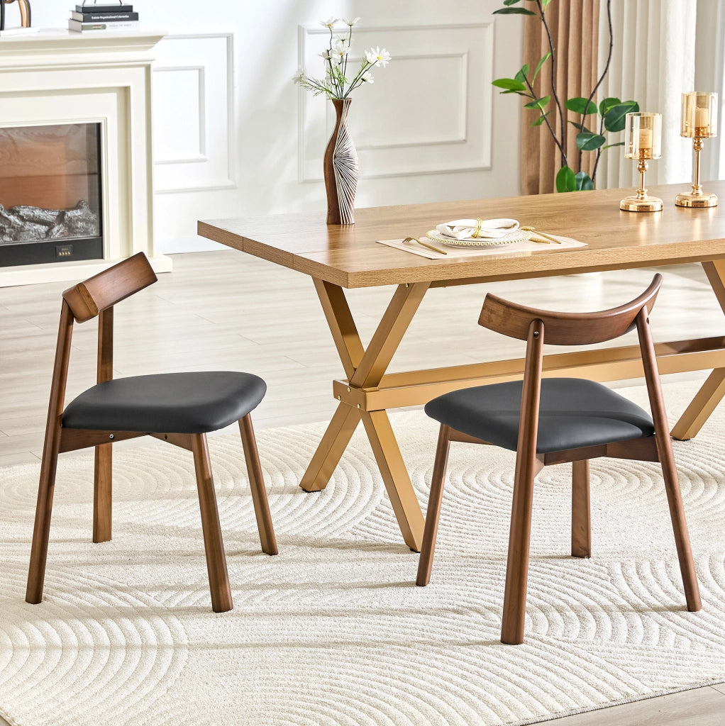 Set di 2 sedie da pranzo con seduta imbottita e schienale ergonomico in legno nero
