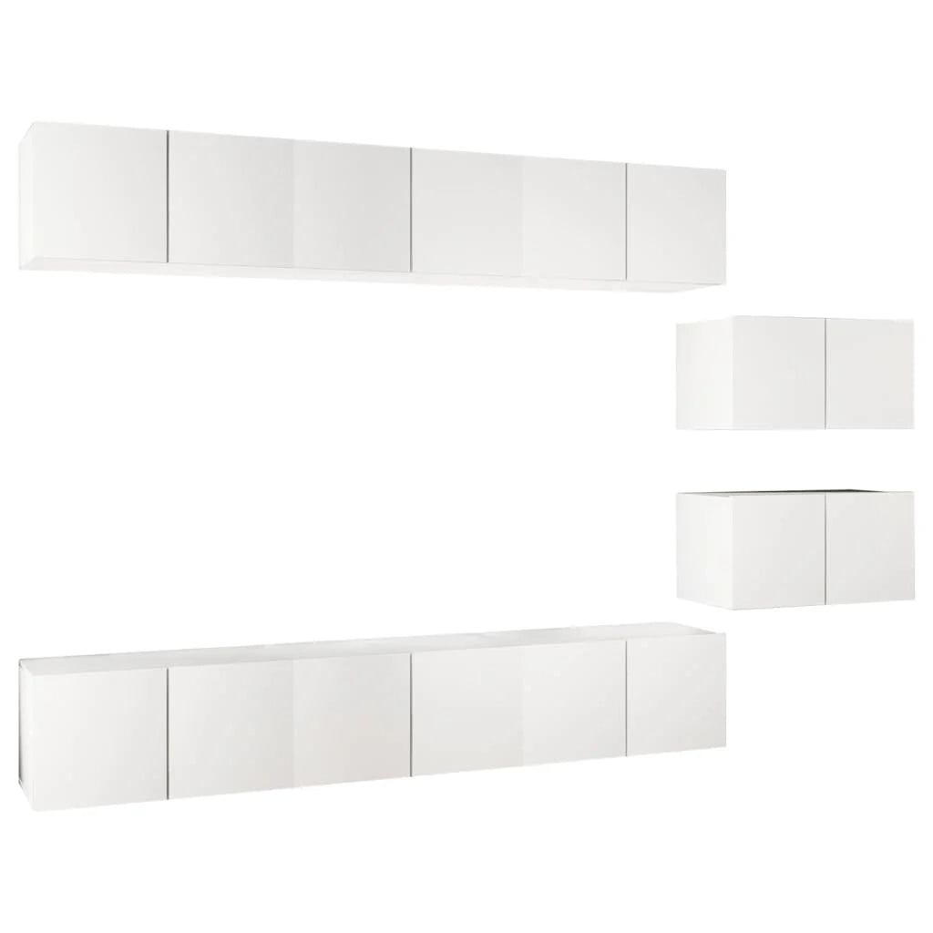 Set di mobili per TV multimediale mensola per TV credenza mobile TV per sala da pranzo soggiorno camera da letto 8 pezzi legno ingegnerizzato bianco 02_0028822