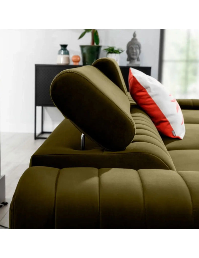 Divano ad angolo destro Verde oliva convertibile 3 posti JAYSON comfort modulabile