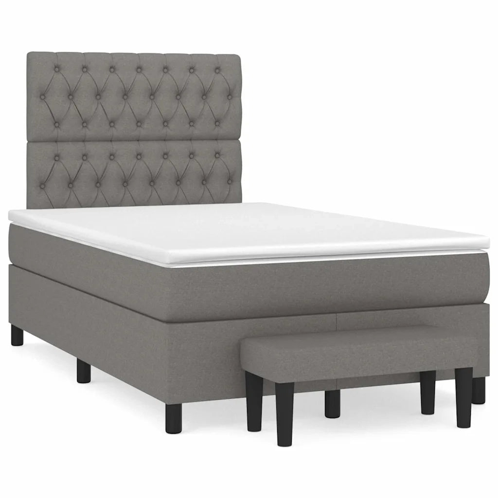 Giroletto a Molle con Materasso Grigio Scuro 120x190cm Tessuto