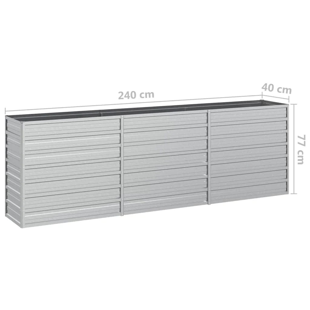 Fioriera rialzata per piante fiori patio giardino 240 x 40 x 77 cm acciaio zincato argento 02_0039411