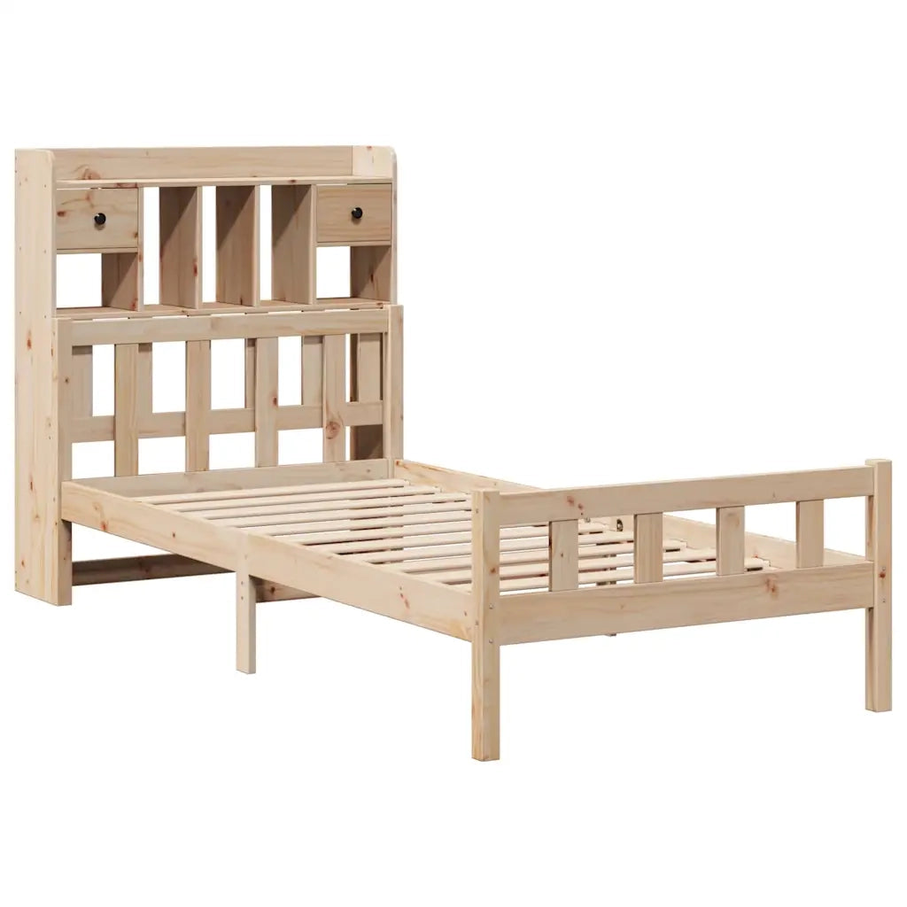 Letto Libreria senza Materasso 90x190 cm Legno Massello Pino 3322158