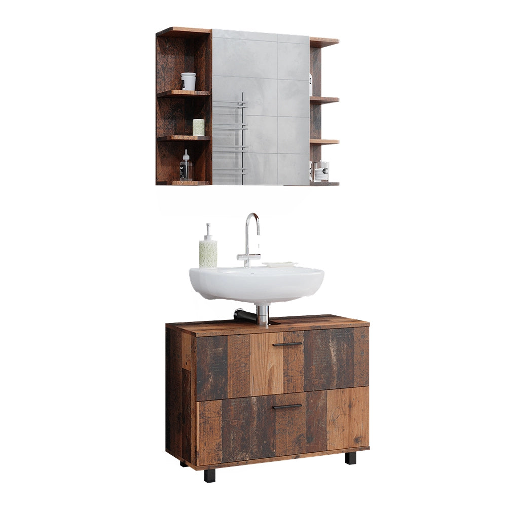 Vicco Set di mobili da bagno Rovere rustico 2 parti, mobile base 80 cm