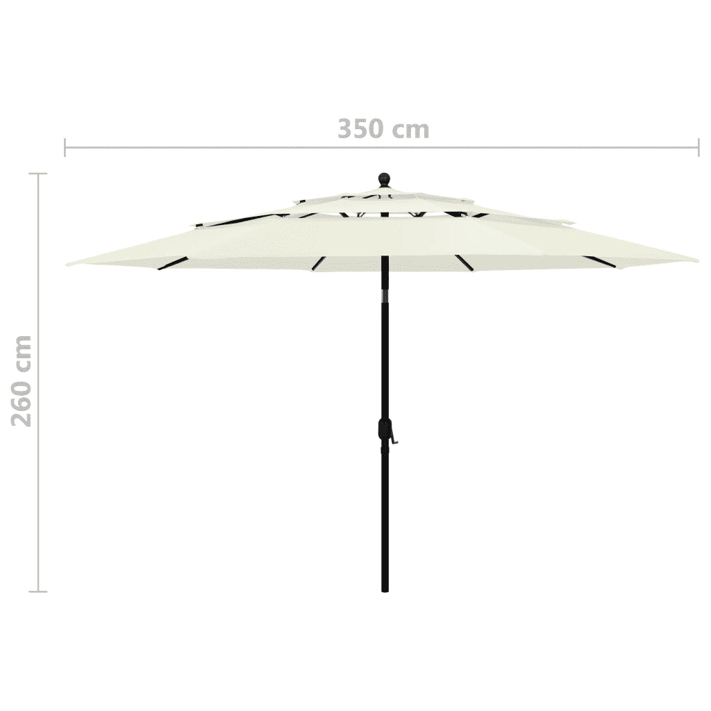 Ombrellone a 3 Livelli con Palo in Alluminio-Ombrello da giardino Sabbia 3,5 m
