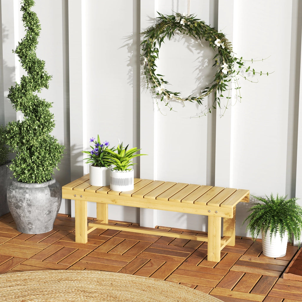 Panchina da Giardino 2 Posti ¨C zephmum ¨C Legno Naturale 110x38x35 cm