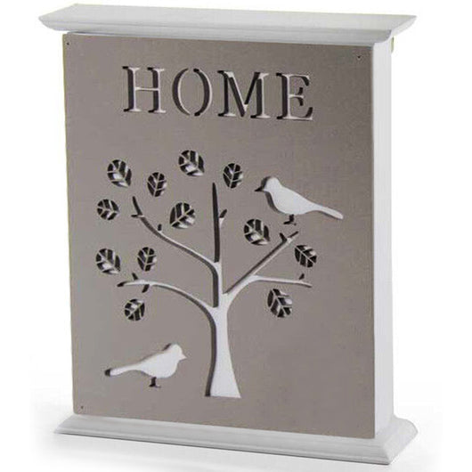 Armadietto Portachiavi da Parete 20x5,8x24 cm in Legno Disegno Albero