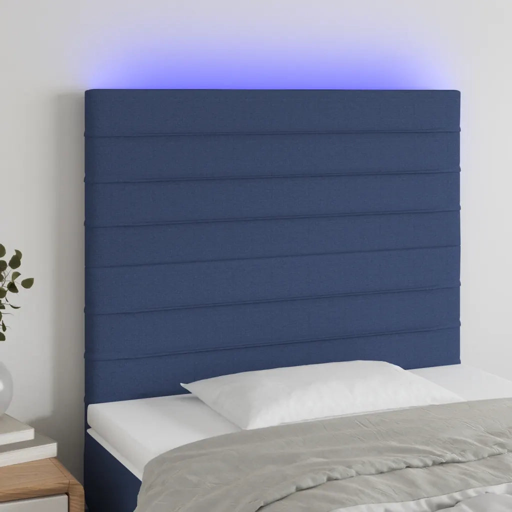 Testiera a LED-Testata con LED Blu 90x5x118/128 cm in Tessuto 479553