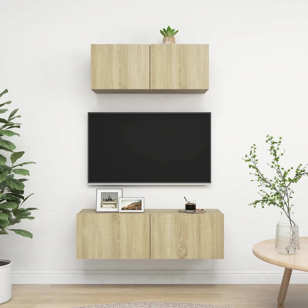 Set di Mobili Porta TV 2 pz-Set di 2 Credenza per TV Rovere Sonoma in Legno Multistrato 700169