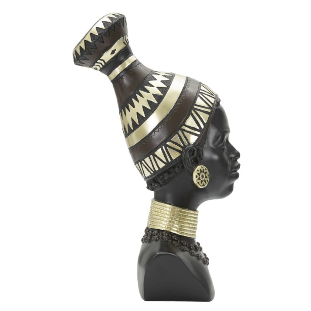 Scultura Africa 7, Nero, Poliresina, 23x19x38,5 cm