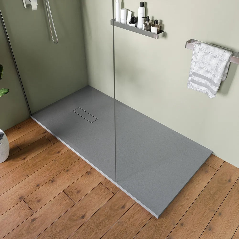 Piatto doccia 80x140 cm in marmoresina grigio effetto pietra | Merlera