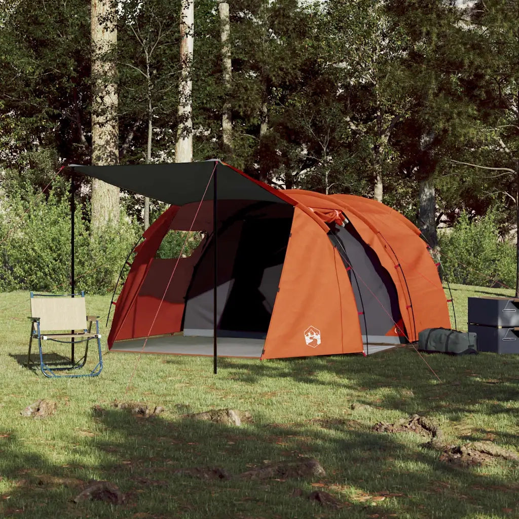 Tenda da Campeggio a Tunnel per 4 Persone-Tenda per Escursionismo Grigio e Arancione 307873