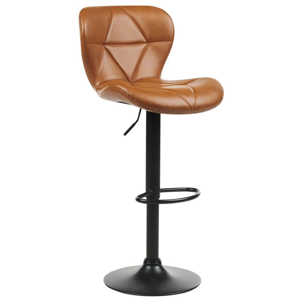 Set di 2 sgabelli in ecopelle marrone dorato con altezza regolabile sedia da bar moderna da cucina